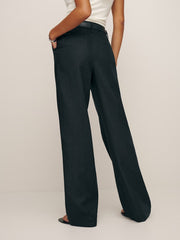 Petites Alex Linen Mid Rise Pant - Black