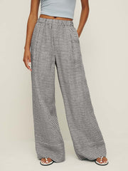 Petites Fernando Linen Wide Leg Pant - Remy Check