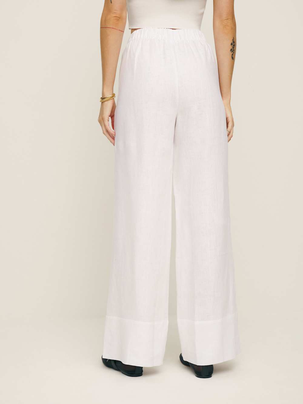 Petites Fernando Linen Wide Leg Pant - White