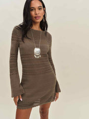 Inda Open Knit Mini Dress - Shitake