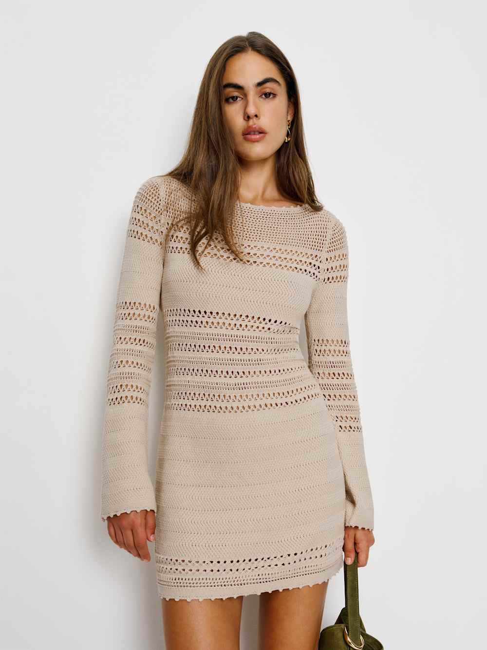 Inda Open Knit Mini Dress - Coyote