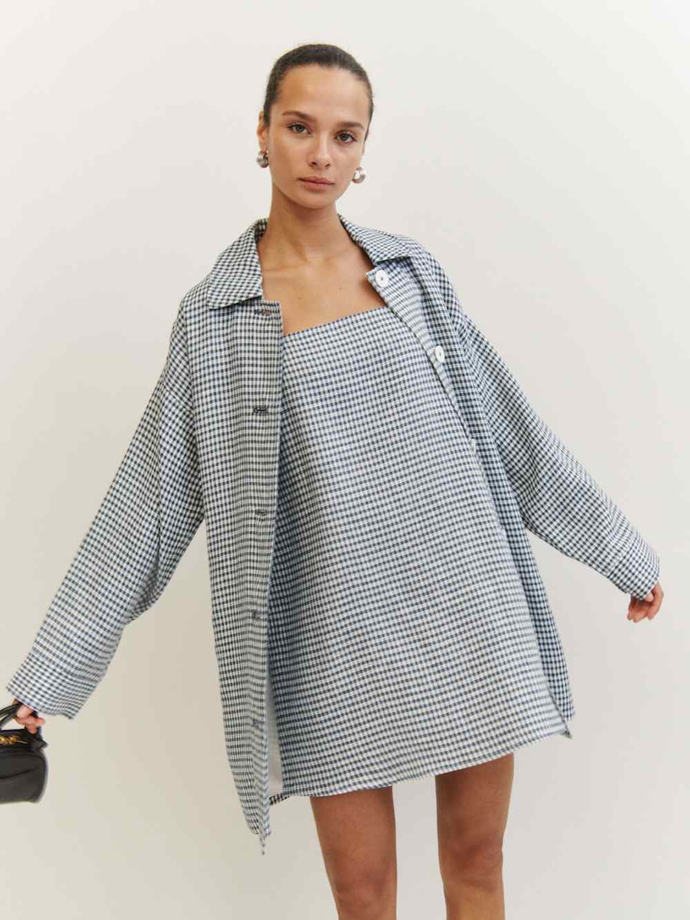 Irene Linen Jacket - Slate Check