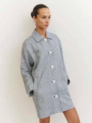 Irene Linen Jacket - Slate Check
