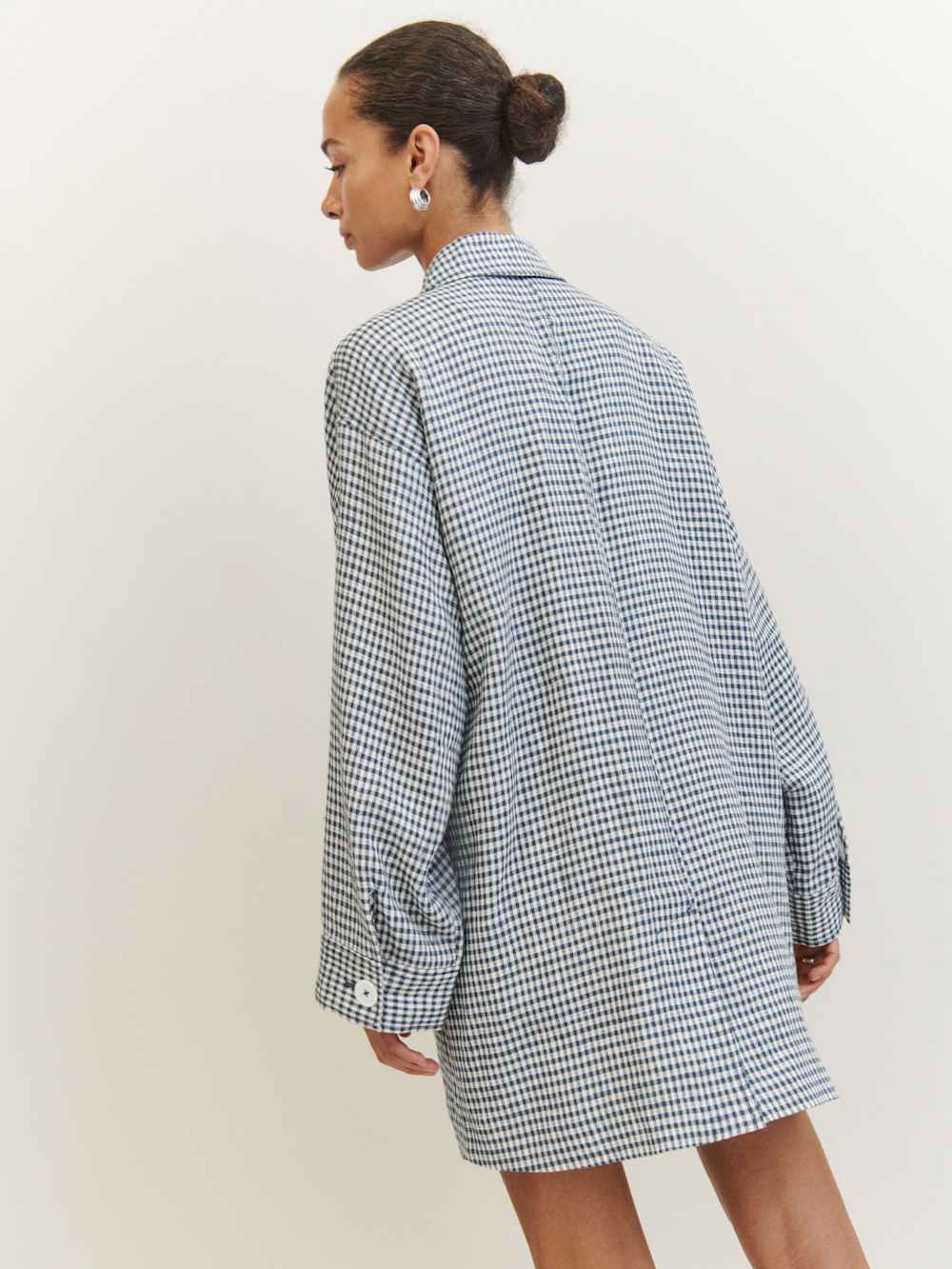Irene Linen Jacket - Slate Check