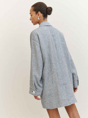 Irene Linen Jacket - Slate Check