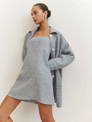 Irene Linen Jacket - Slate Check