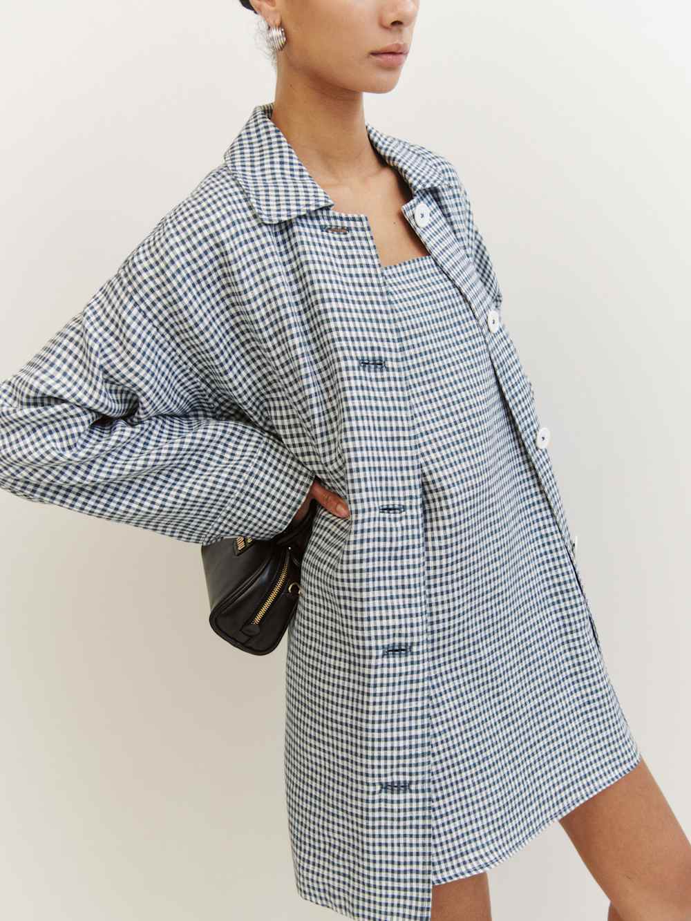 Irene Linen Jacket - Slate Check