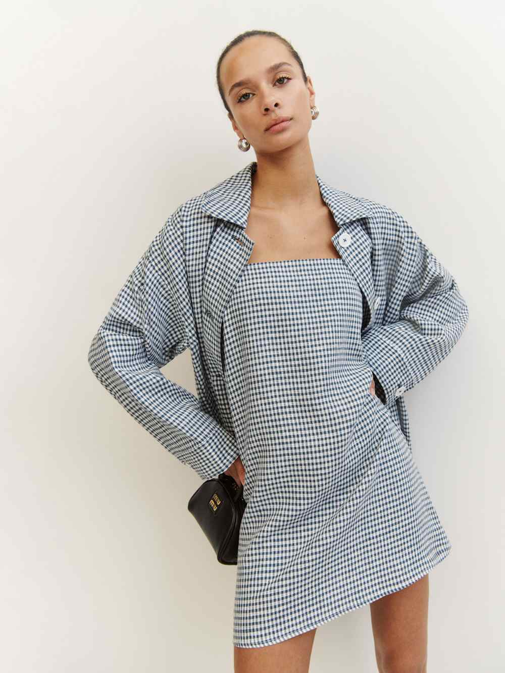 Irene Linen Jacket - Slate Check