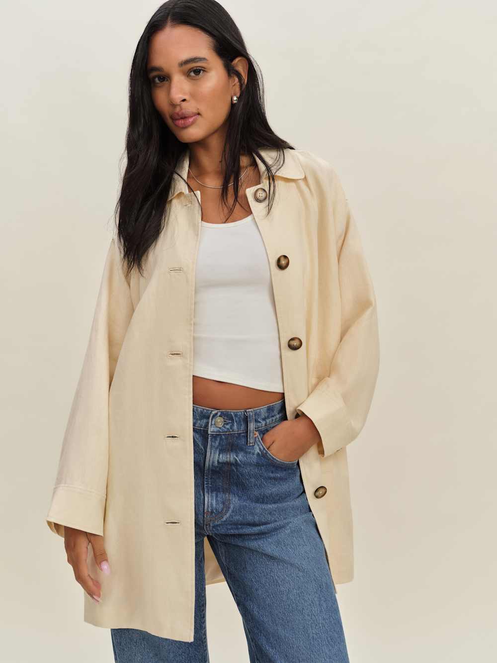 Irene Linen Jacket - Sugar