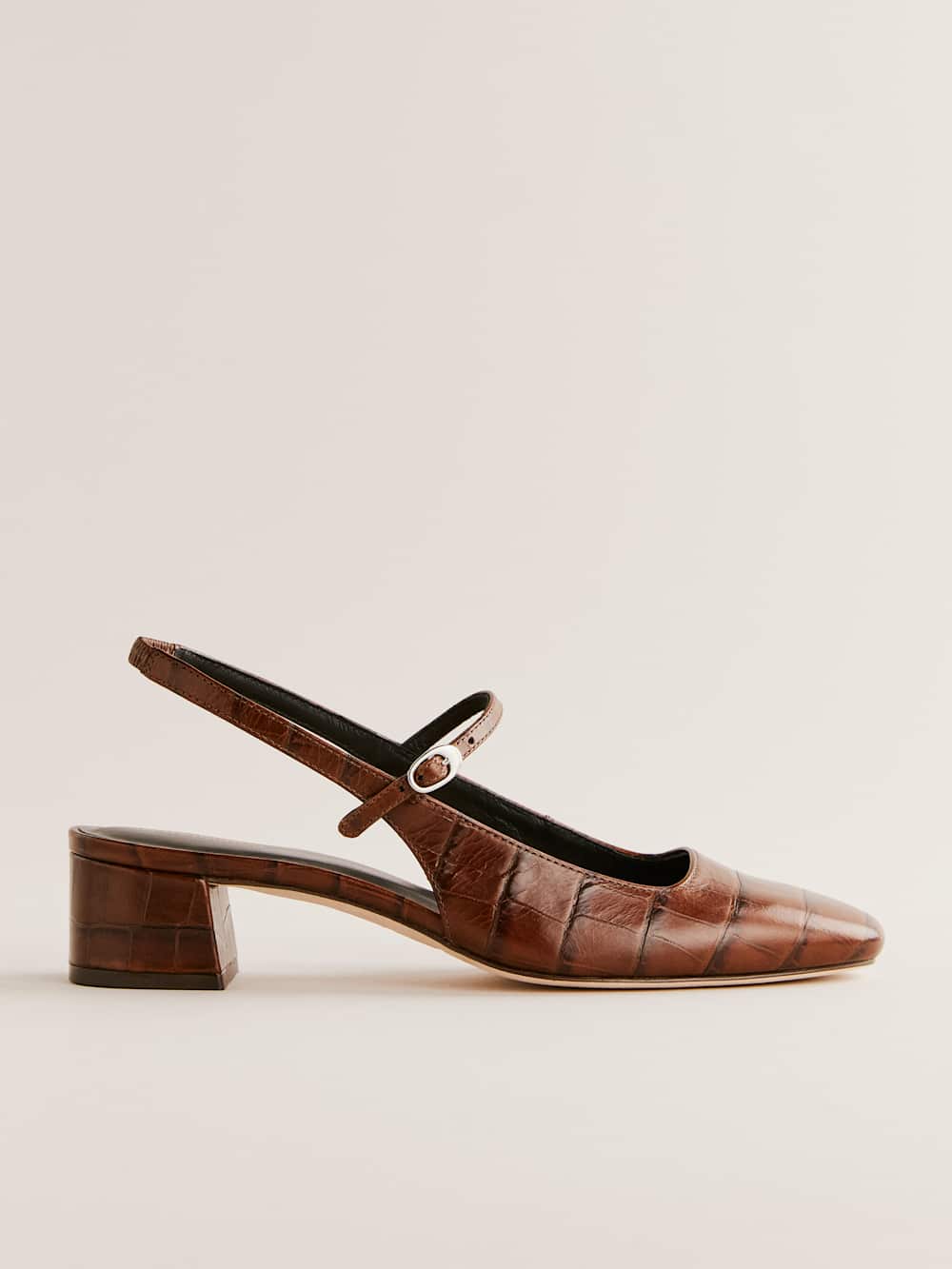 Maddox Slingback Heel - Brown Croc-effect