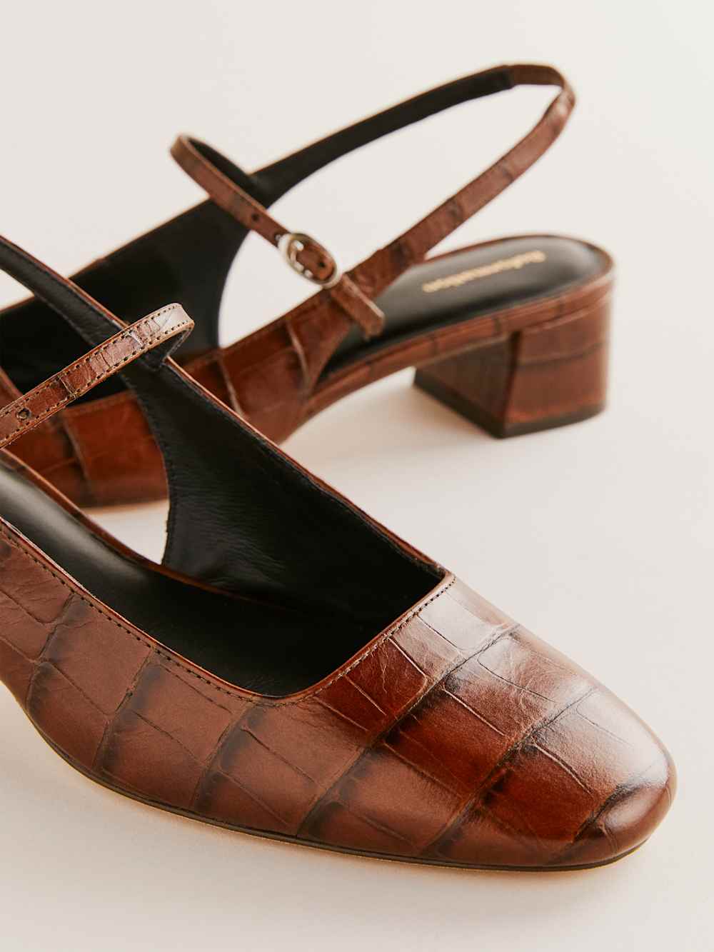 Maddox Slingback Heel - Brown Croc-effect