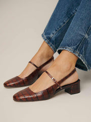 Maddox Slingback Heel - Brown Croc-effect