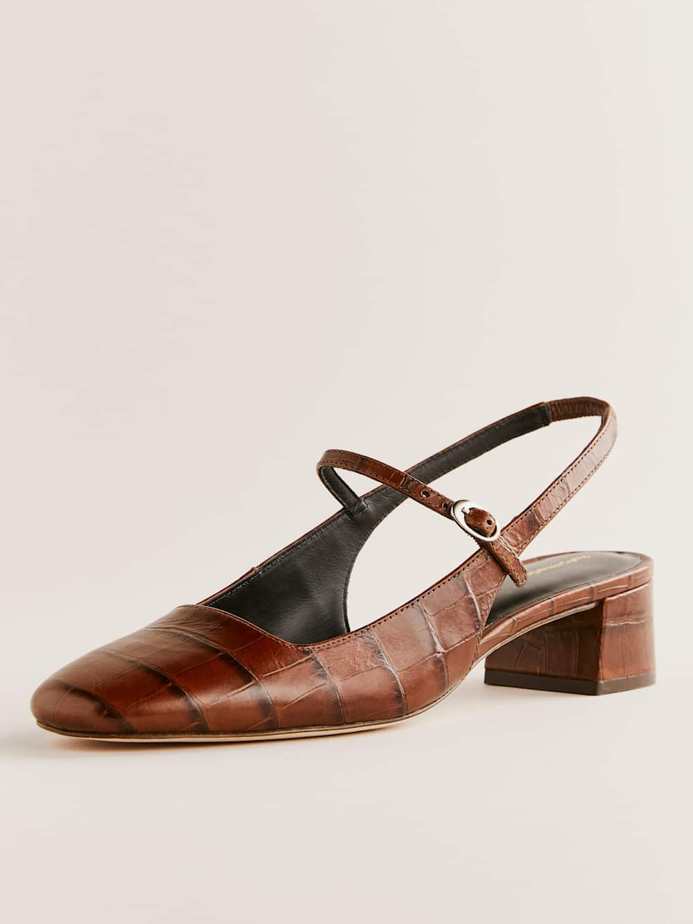 Maddox Slingback Heel - Brown Croc-effect