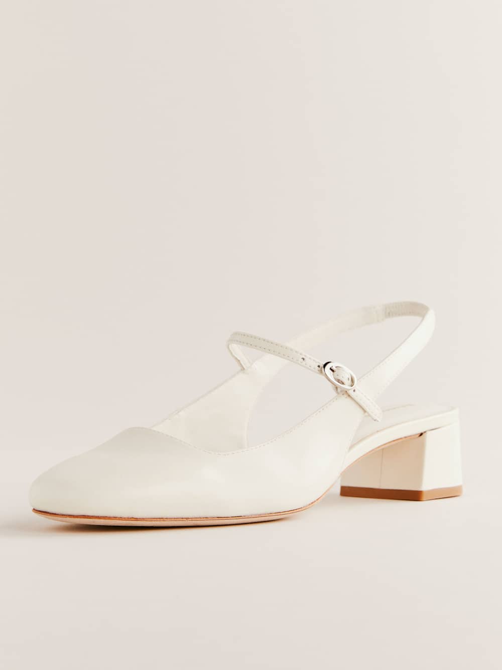 Maddox Slingback Heel - White Leather