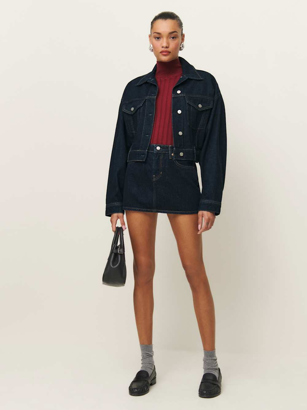 Hazel Low Rise Denim Mini Skirt - Ondine