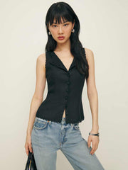 Amela Linen Top - Black