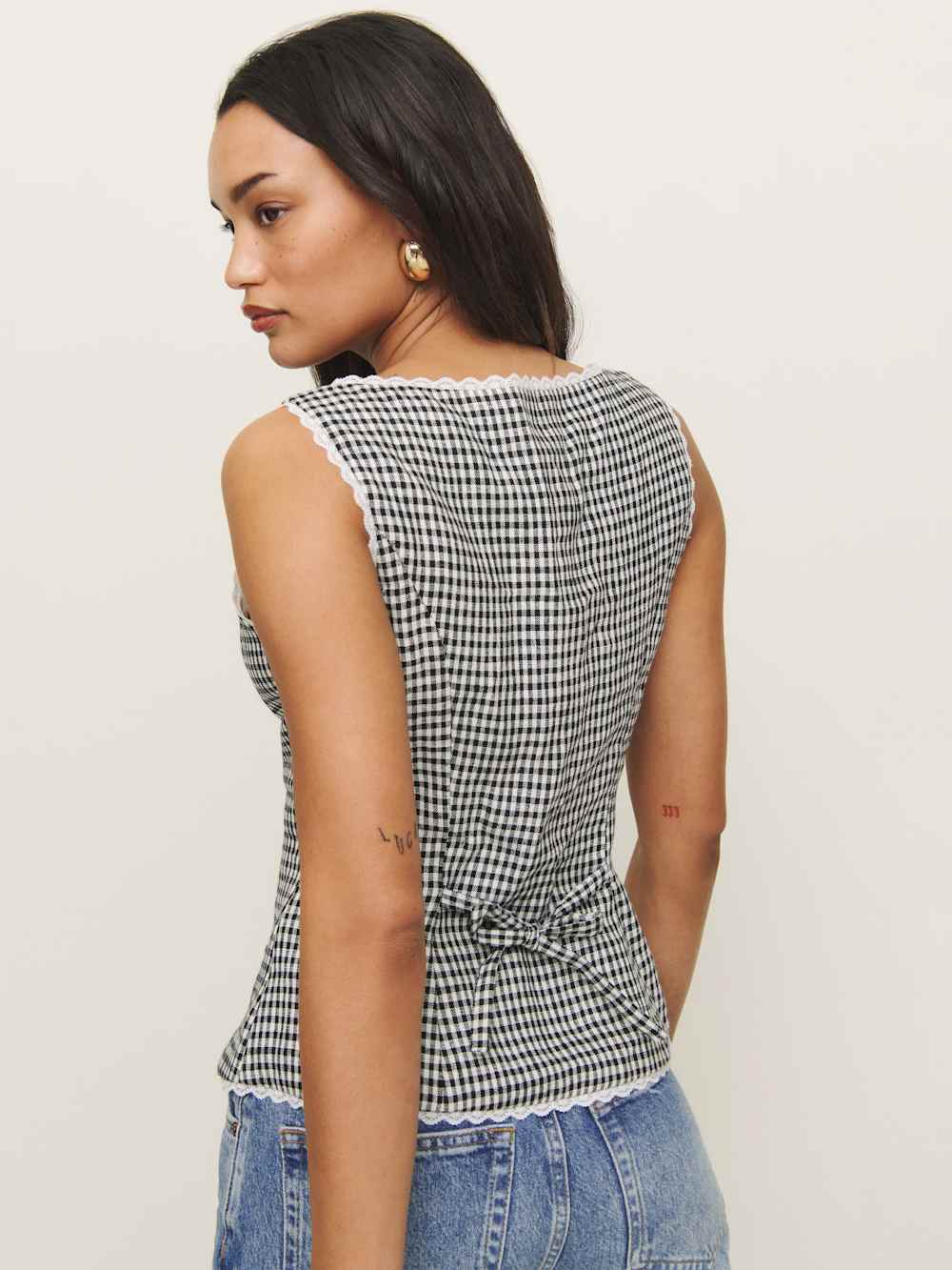 Amela Linen Top - Remy Check