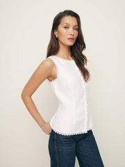 Amela Linen Top - White