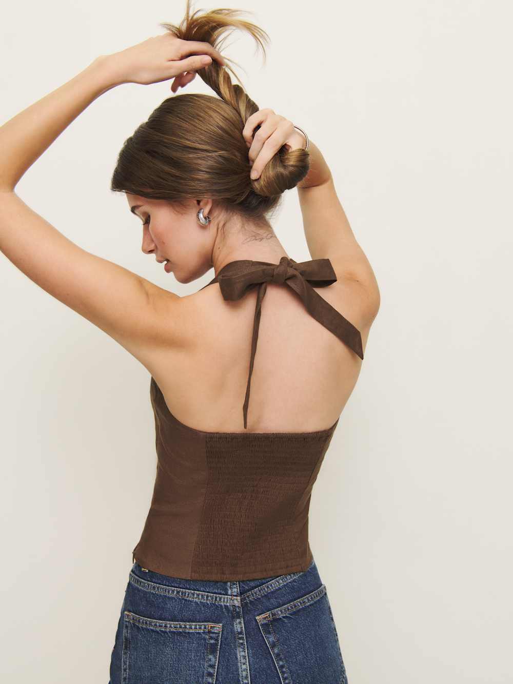 Malika Linen Top - Chocolate Cake