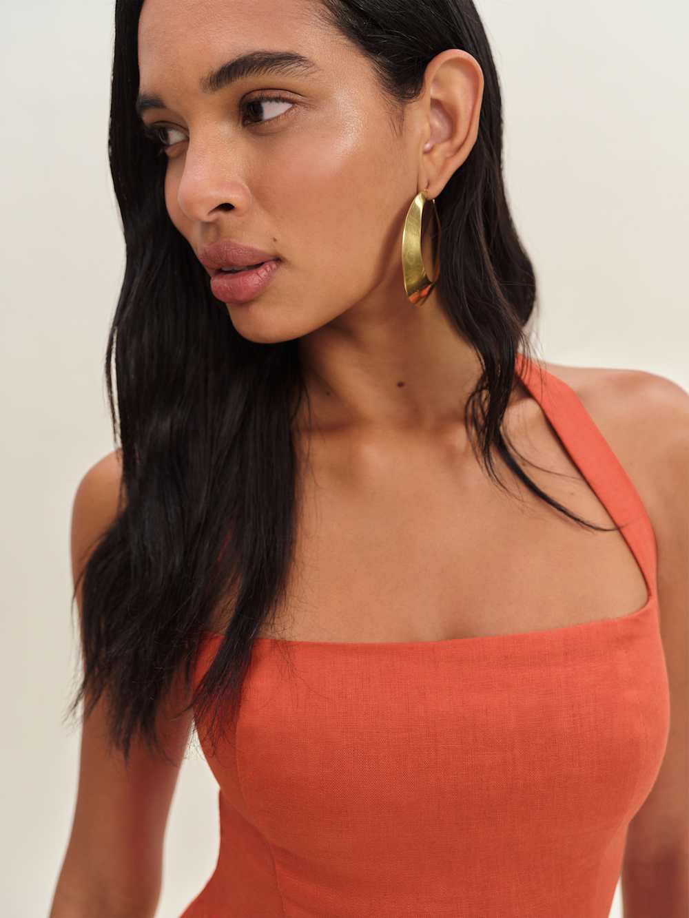 Malika Linen Top - Red Coral