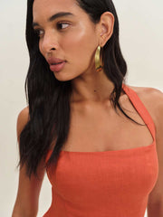 Malika Linen Top - Red Coral