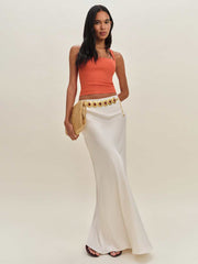 Malika Linen Top - Red Coral