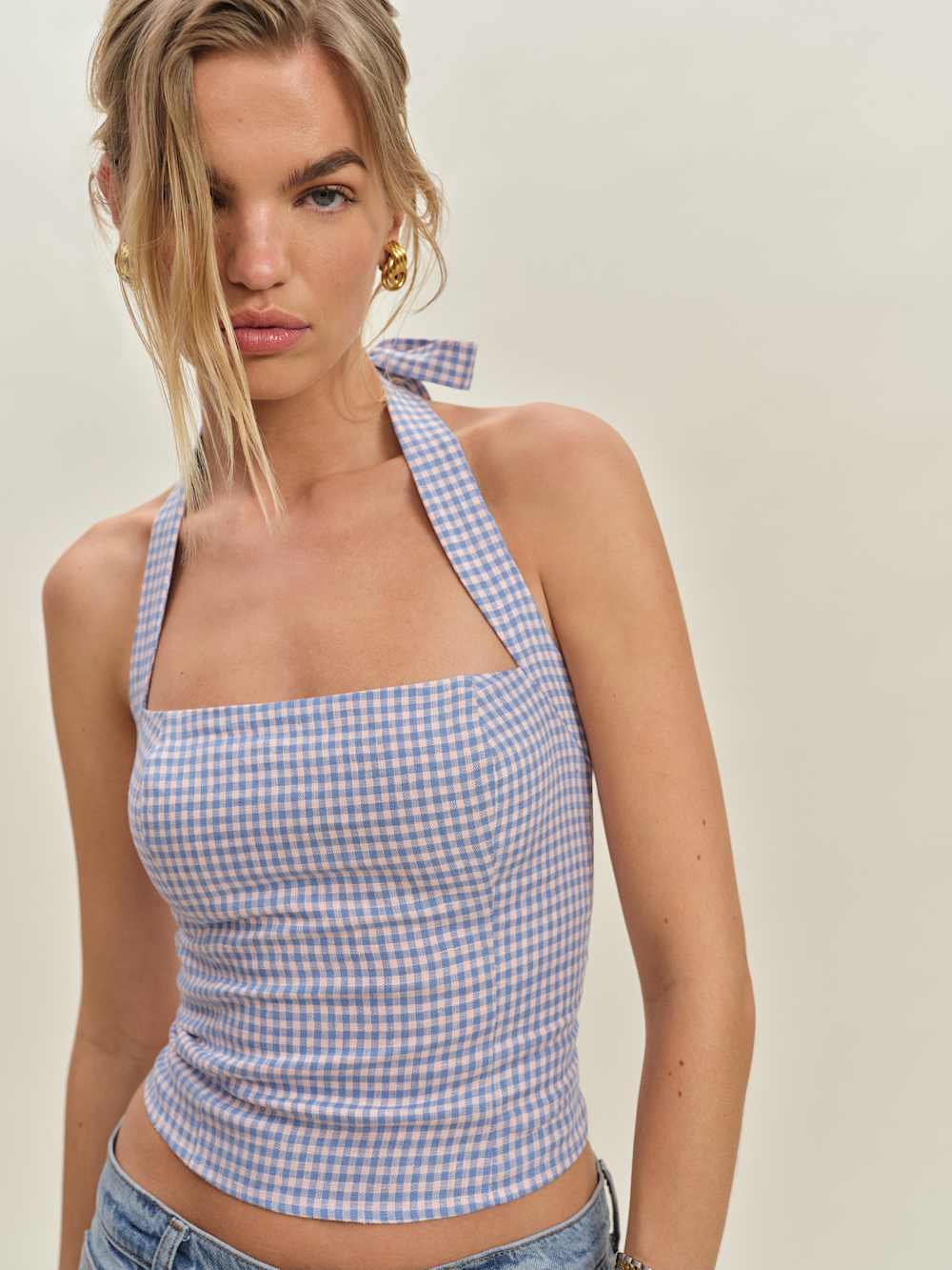Malika Linen Top - Stellar Check