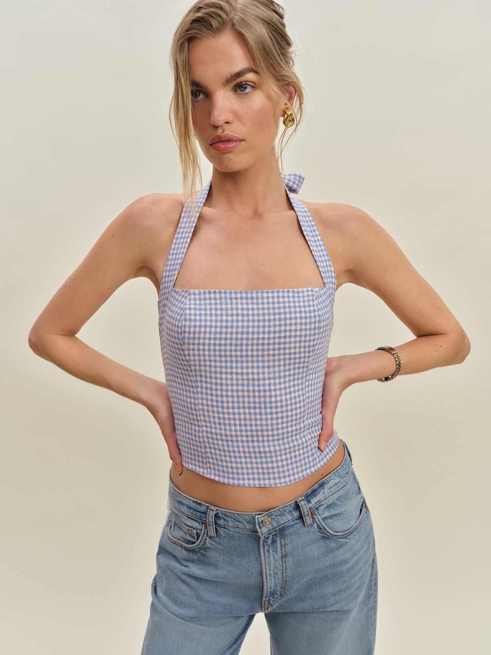 Malika Linen Top - Stellar Check
