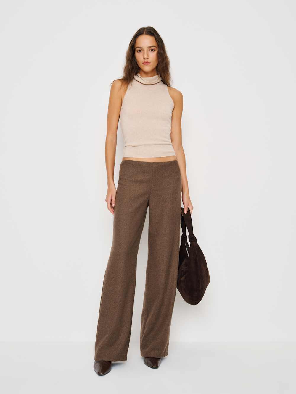 Vida Low Rise Pant - Brown Wool