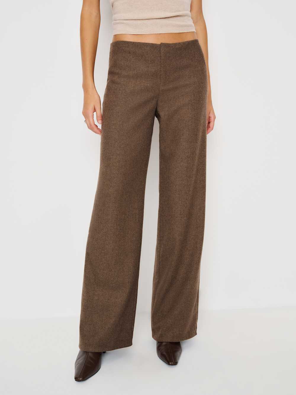 Vida Low Rise Pant - Brown Wool