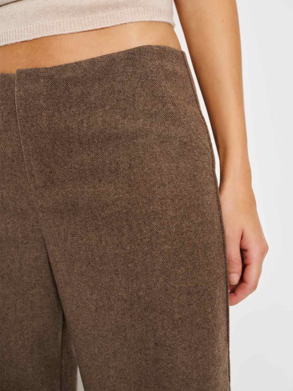 Vida Low Rise Pant - Brown Wool