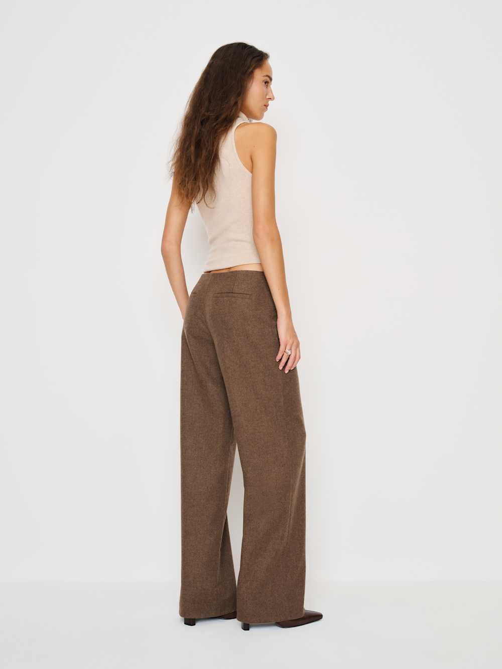 Vida Low Rise Pant - Brown Wool
