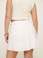 Brandy Linen Skirt Es - White