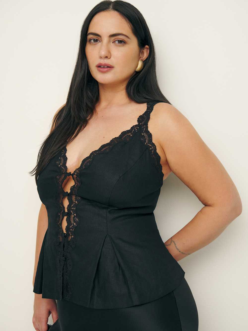 Josefina Linen Top Es - Black
