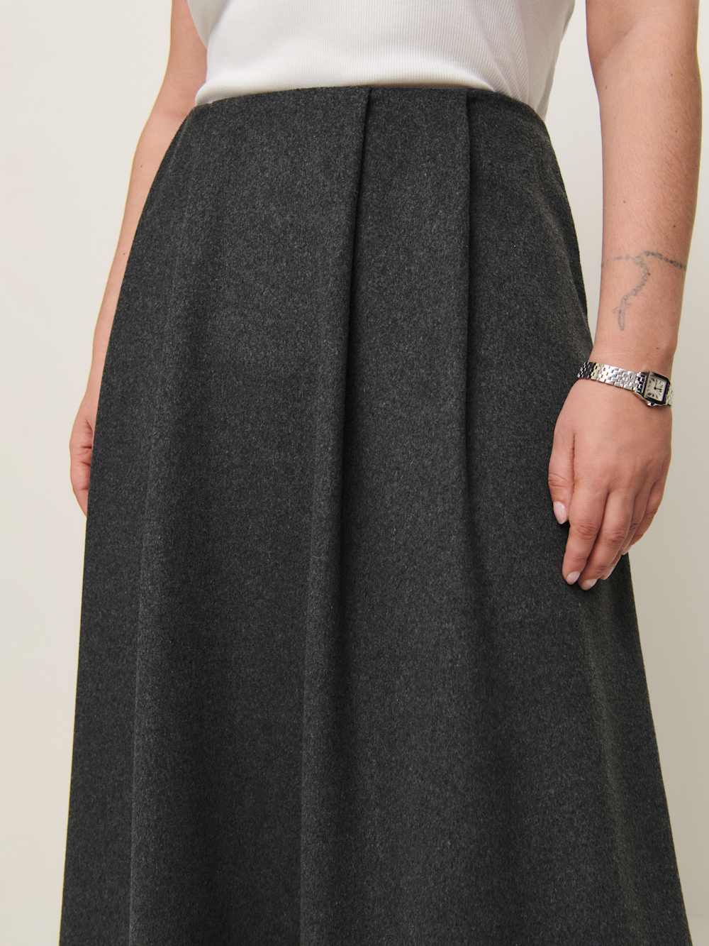 Lucy Skirt Es - Charcoal Wool