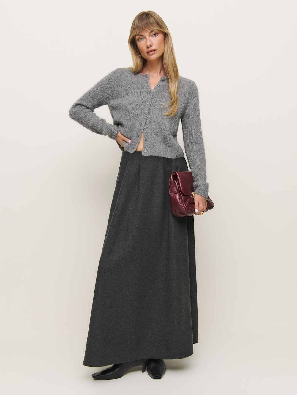 Petites Lucy Skirt - Charcoal Wool