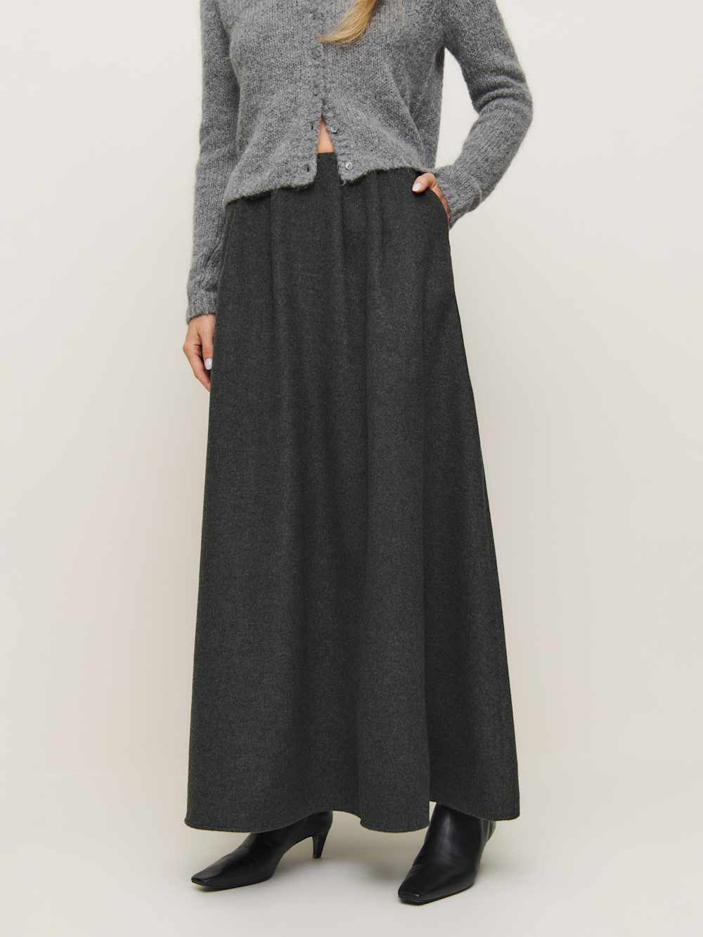Petites Lucy Skirt - Charcoal Wool