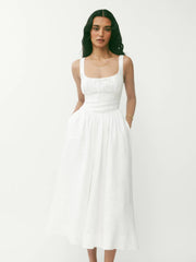 Balia Linen Dress - White
