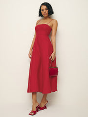 Monette Linen Dress - Cherry