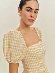 Marella Linen Dress - Sunshine Check