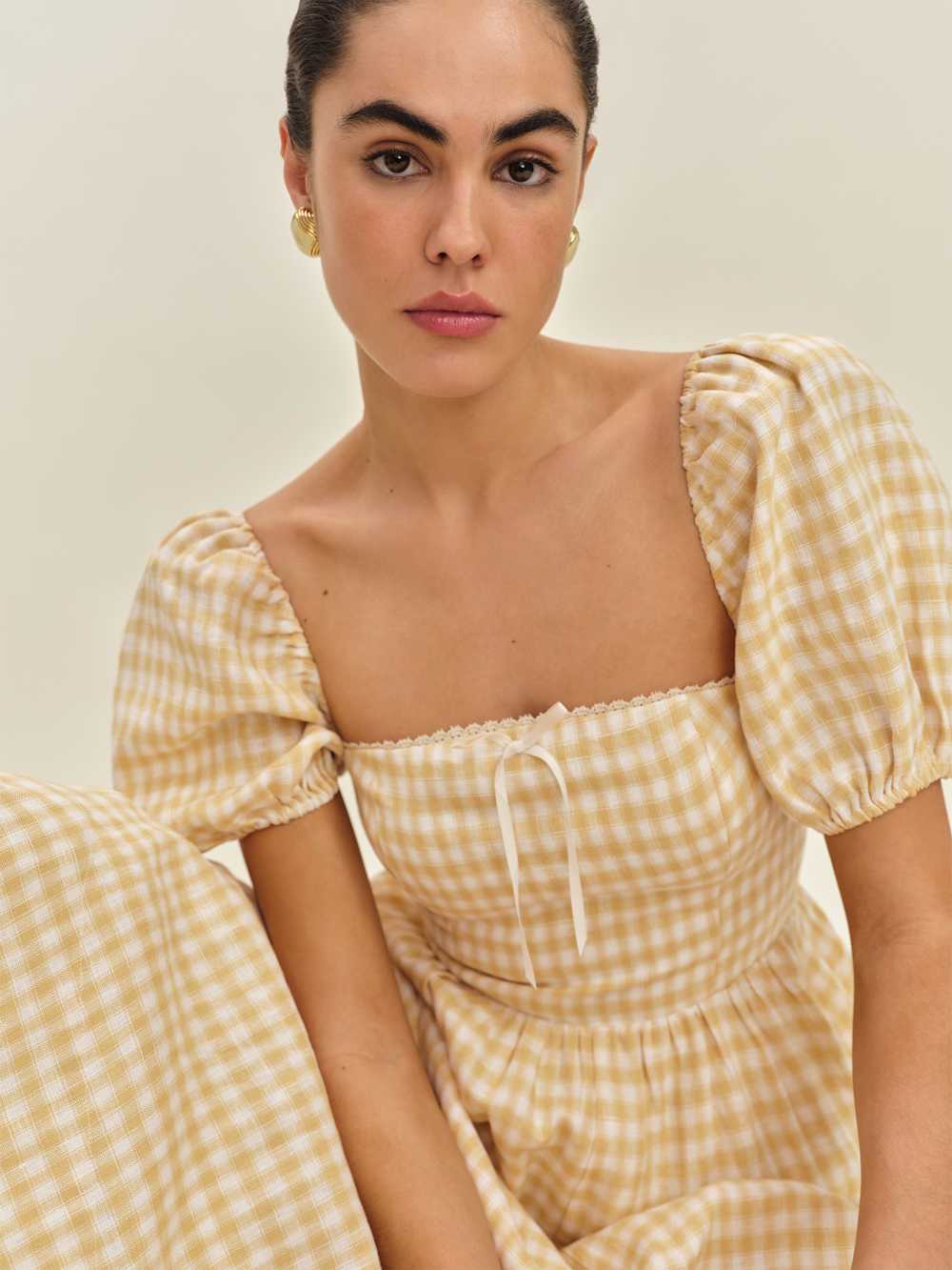 Marella Linen Dress - Sunshine Check