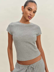 Olive Knit Top - Heather Grey Waffle