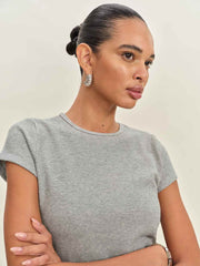 Olive Knit Top - Heather Grey Waffle