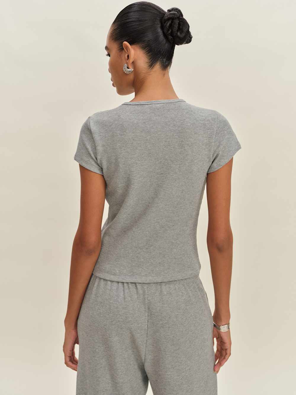 Olive Knit Top - Heather Grey Waffle