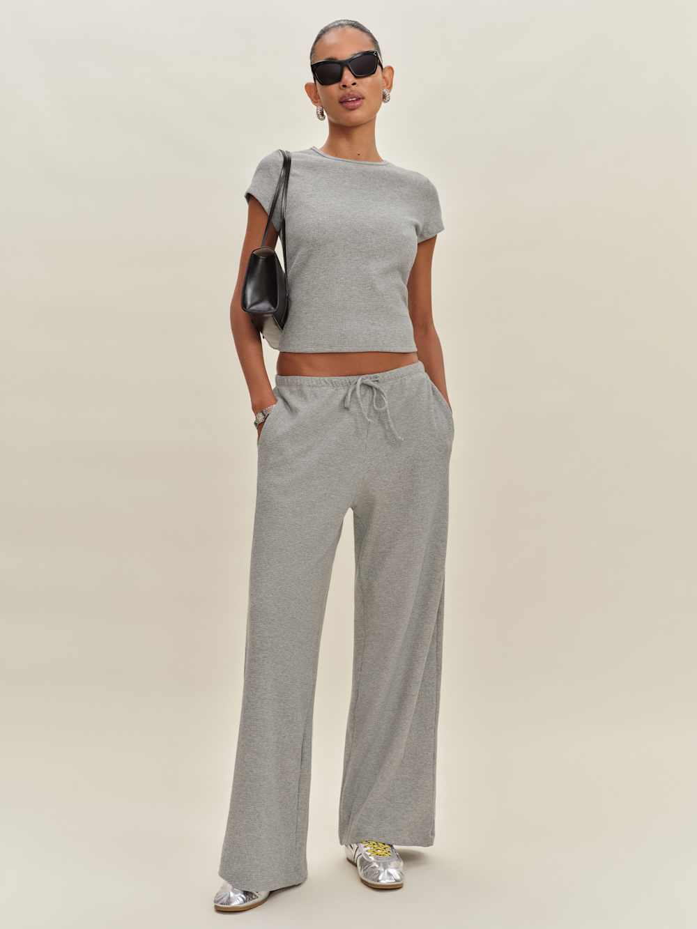 Olive Knit Top - Heather Grey Waffle