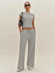 Olive Knit Top - Heather Grey Waffle