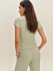 Olive Knit Top - Limon Waffle