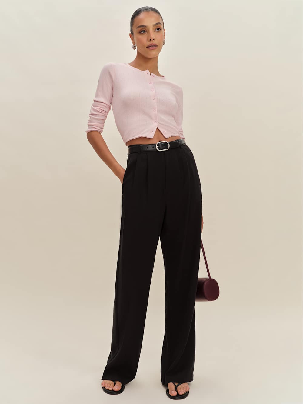 Ari Pointelle Knit Cardigan - Cherry Blossom