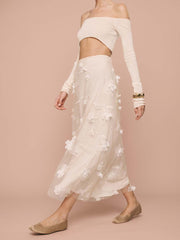 Gabriella Skirt - Ivory Floral Appliqué