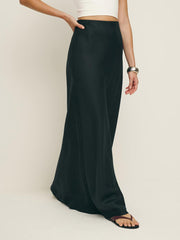 Bella Linen Skirt - Black